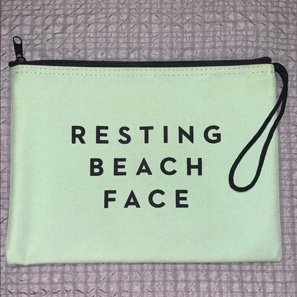 Mint Green Pouch with Black Text